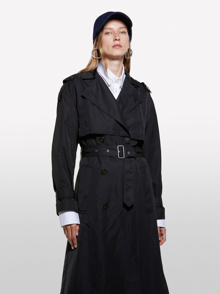 Schwarzer Trenchcoat mit bequemer Passform und Gürtel - trenchcoats und regenjacken für damen - Schwarz | Sisley image number 3